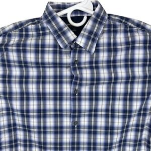 Banana Republic Mens Blue White Plaid Long Sleeve Button Down Shirt Large 5085